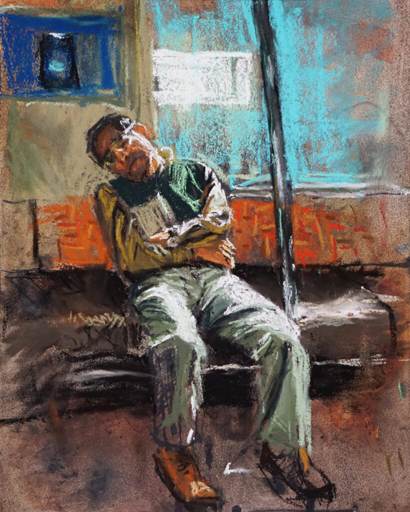 Man Sleeping In Subway