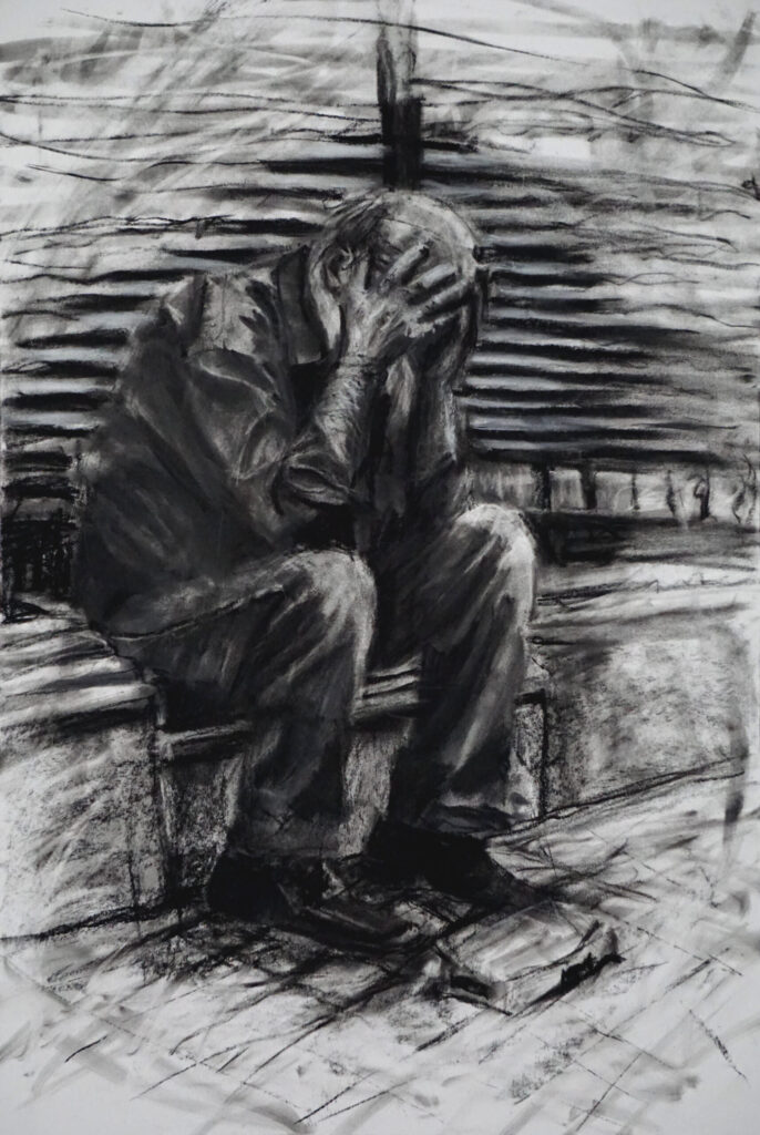Old Man With Head In Hands