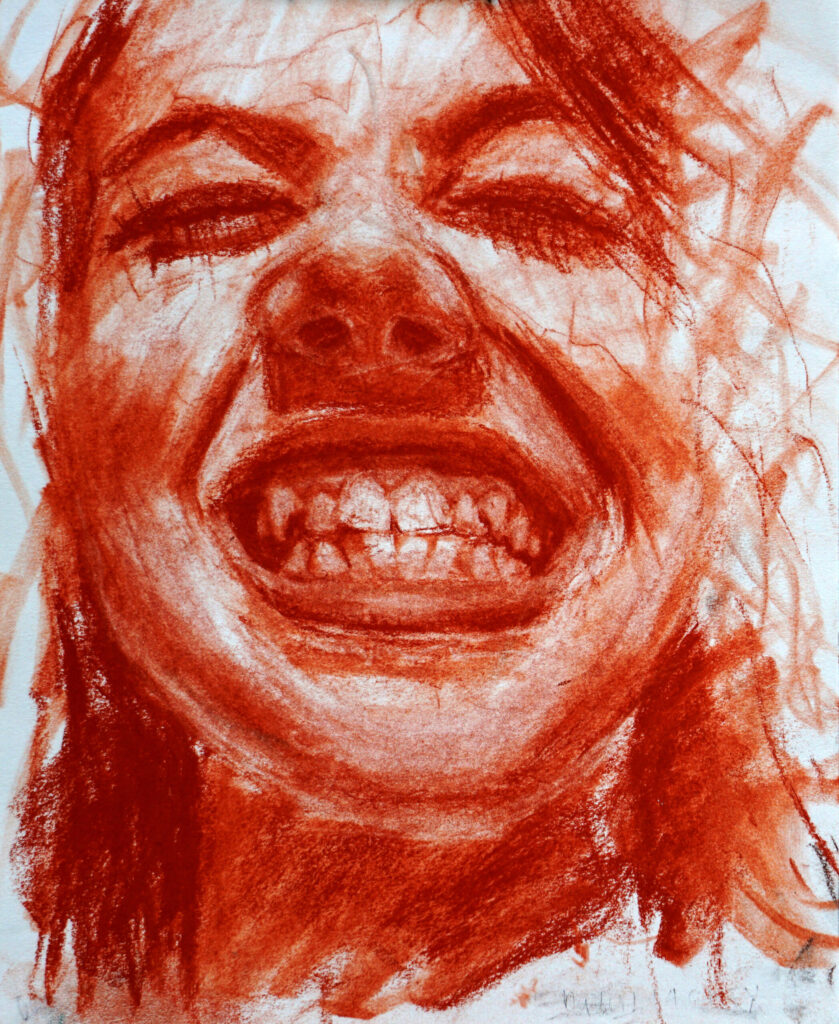 Girl Smiling Brown Conte